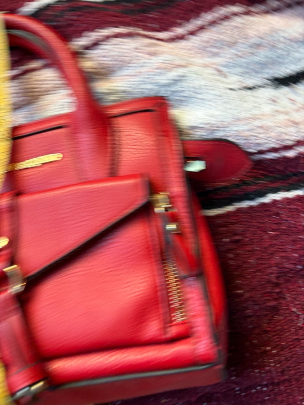 Christian Siriano Red Textured Leather Satchel with Front Pocket - Picture 8 of 9